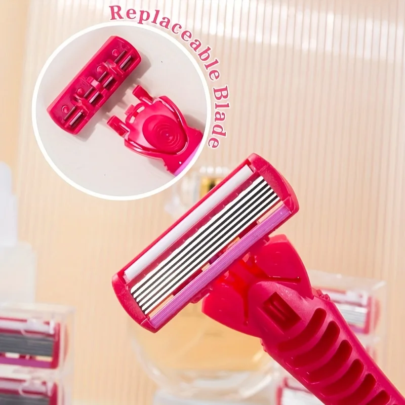 "6-Layer Razor for Women: Superior Shaving Performance with Ergonomic Handle for Easy Grip"