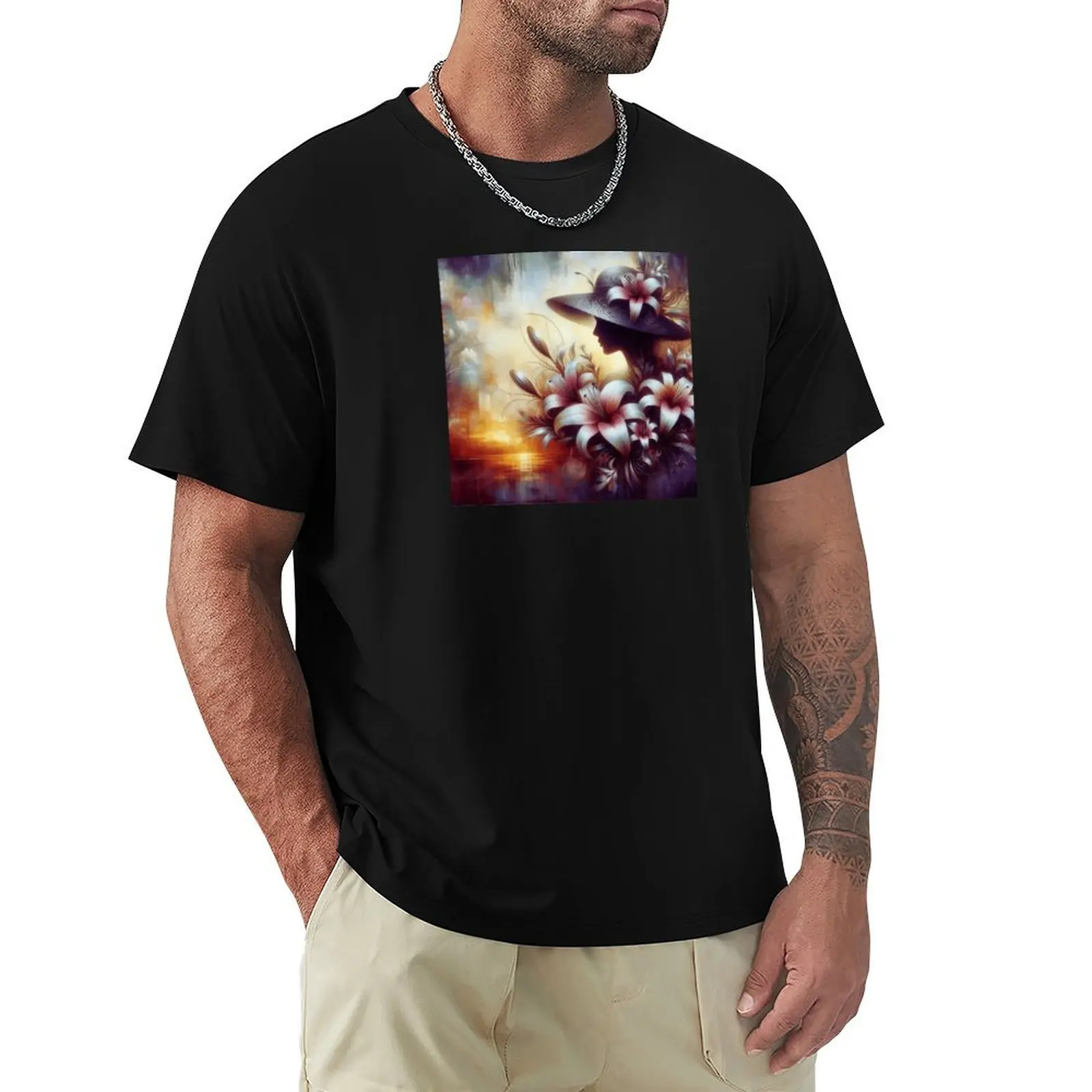 Lilies T-Shirt All Match Basic Short Sleeve Top