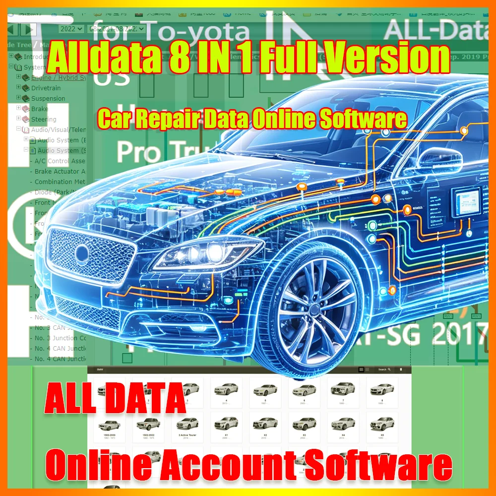 Alldata 8 IN 1 Full Version Repair Data Online Software for Car/Truck Auto Workshop Wiring Diagram Maintenance Reference Manual