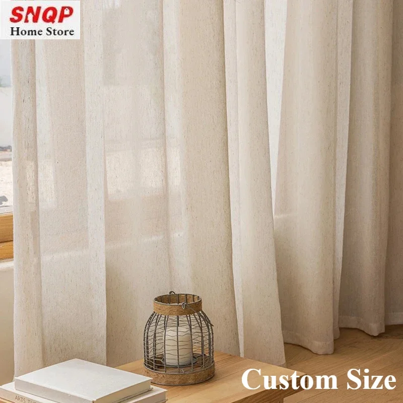 Custom Size Japanese Linen Thick Tulle Sheer Curtains for The Living Room Hall Window Bedroom Elegant Ready-made Cortinas Decor