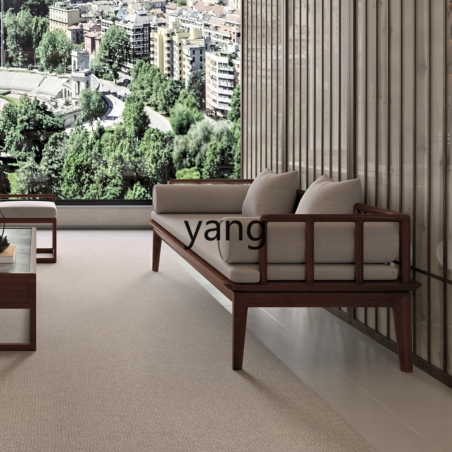 LTT Walnut Arhat Bed New Chinese Living Room Home Sofa Bed Small Apartment Furniture