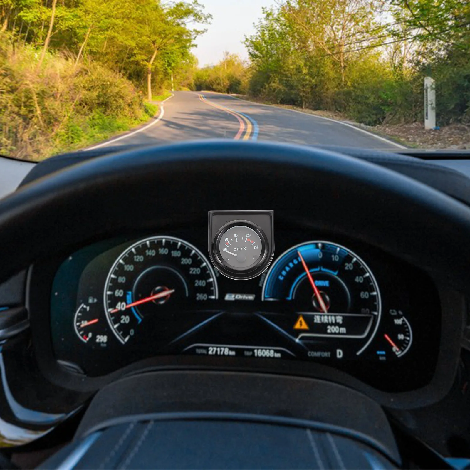 مقياس درجة حرارة زيت السيارات 50 إلى 150 درجة 12 فولت شاشة تناظرية معدنية سوداء لمراقبة درجة حرارة السيارة مقياس درجة حرارة الزيت #2