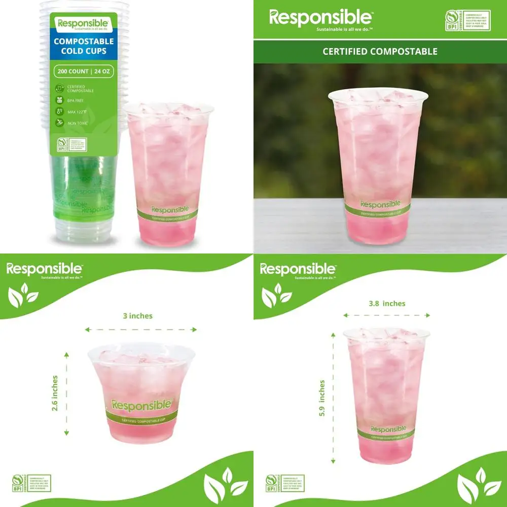 

Сертифицированная компостируемая холодная чашка — 100% американские биоразированные материалы, без PFAS, без BPA, экологически чистое долговременное решение