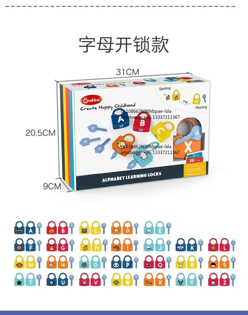 Montessori Alphabet Matching Key Lock Toy Children Early Education Teaching Aids Toy Promote Intelligence Development Fine Motor