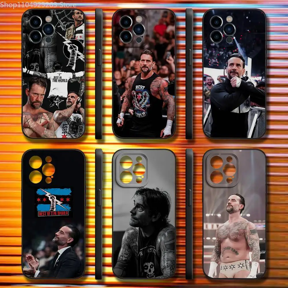 CM P-Punk WWE RAW Phone Case For iPhone 17,16,15,14,13,12,11 Pro,Max,Plus,XR,Mini,Air,E Black Full-coverage Soft Case