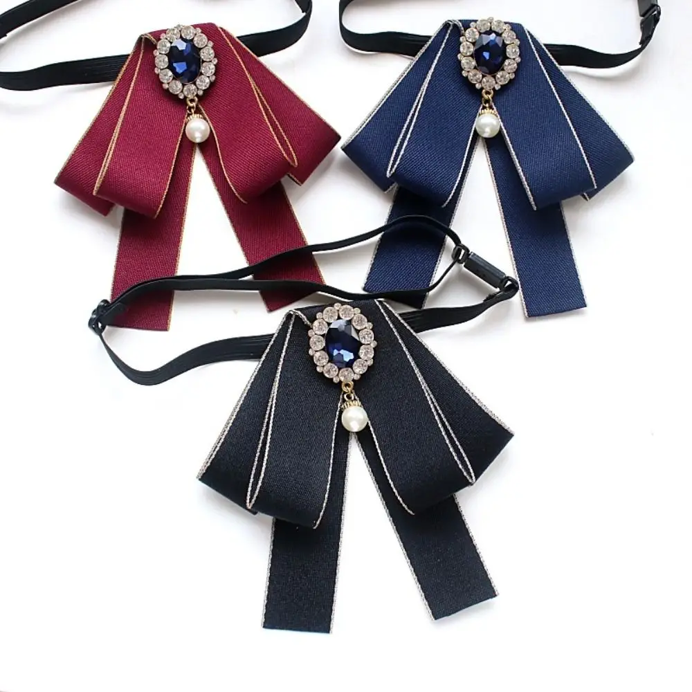 Fashion Polyester Collar Flower Adjustable British Style Ribbon Bow College Ribbon Bowtie Shirt Dress