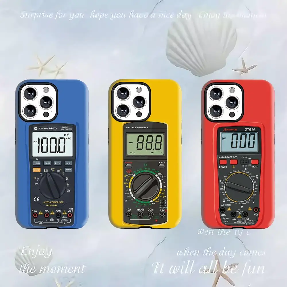 Multimeter Pattern Phone Case 2-in-1 Glossy shell For iPhone 17 air 16 15 14 13 12 11 Pro Max Plus mini