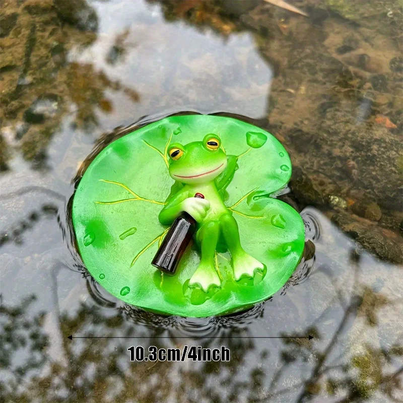 Floating Frog Decor for Pond Frog Ornament Figurine Statue Craft for Floating Lotus Flower Home Garden Decoration Photo Prop