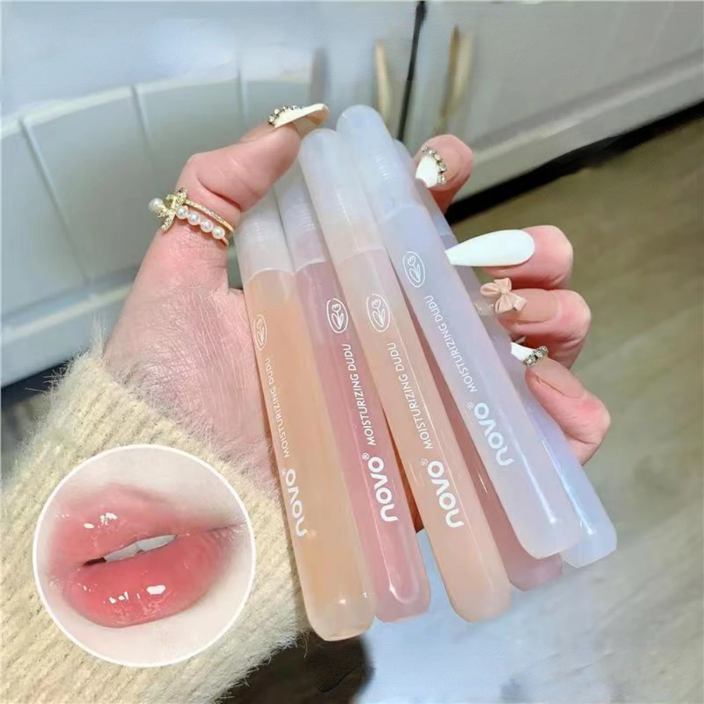 NOVO-Moist Lip Care Oil Mirror, Gloss Fade Lip Lines, Hidratante Estudante, Acessível Água Luz, Maquiagem Cor Natural