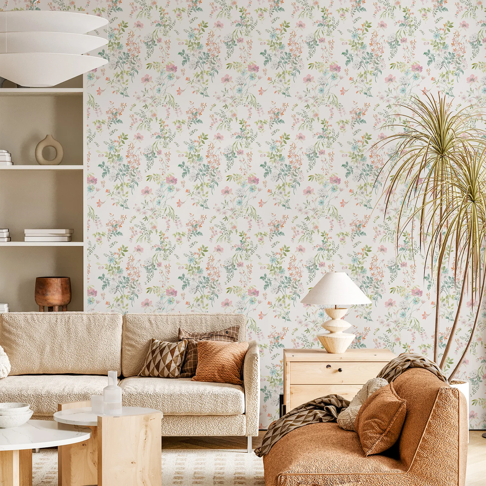 Customized Mural French Retro Countryside Vine Flower Wallpaper Green Leaf Design Wall Paper For Home Decoration