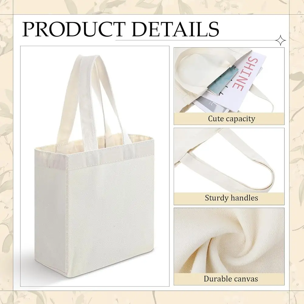 48 pacotes de mini sacolas de lona bege, 8 x 4 x 10 polegadas, espaços em branco de sublimação para artesanato de Natal, faça você mesmo e lembrancinhas de festa