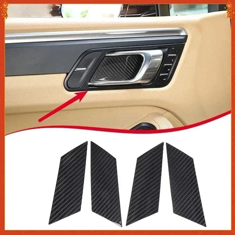 

For Porsche Macan Real Carbon Fiber 2014-2022 Interior Decoration Inner Door Handle Bowl Cover Sticker Modification Accessories