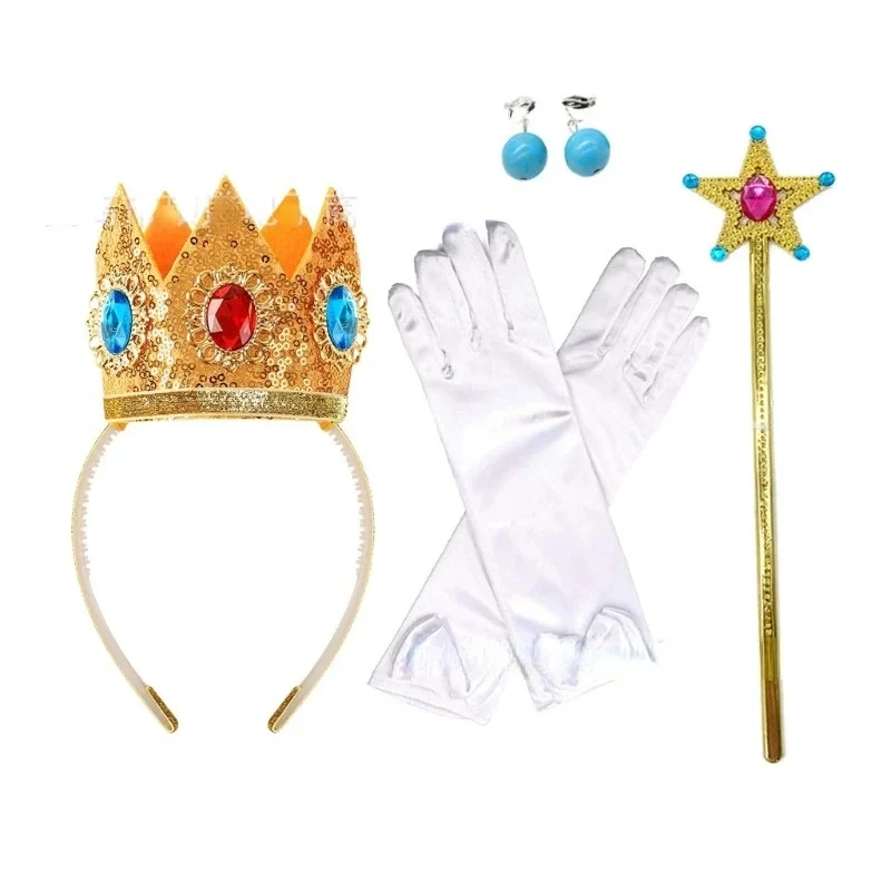 2024 Cartoon Princess Crown Cosplay Pentagram Magic Stick Earring Set Anime Girl Dress Up Halloween Christmas Gift