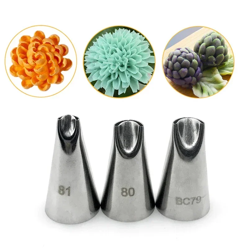 #80#81#BC79 Chrysanthemum Nozzles For Decorating Cake Tulip Pastry Nozzle Succulents Icing Piping Tips Bakeware Pastry Tool