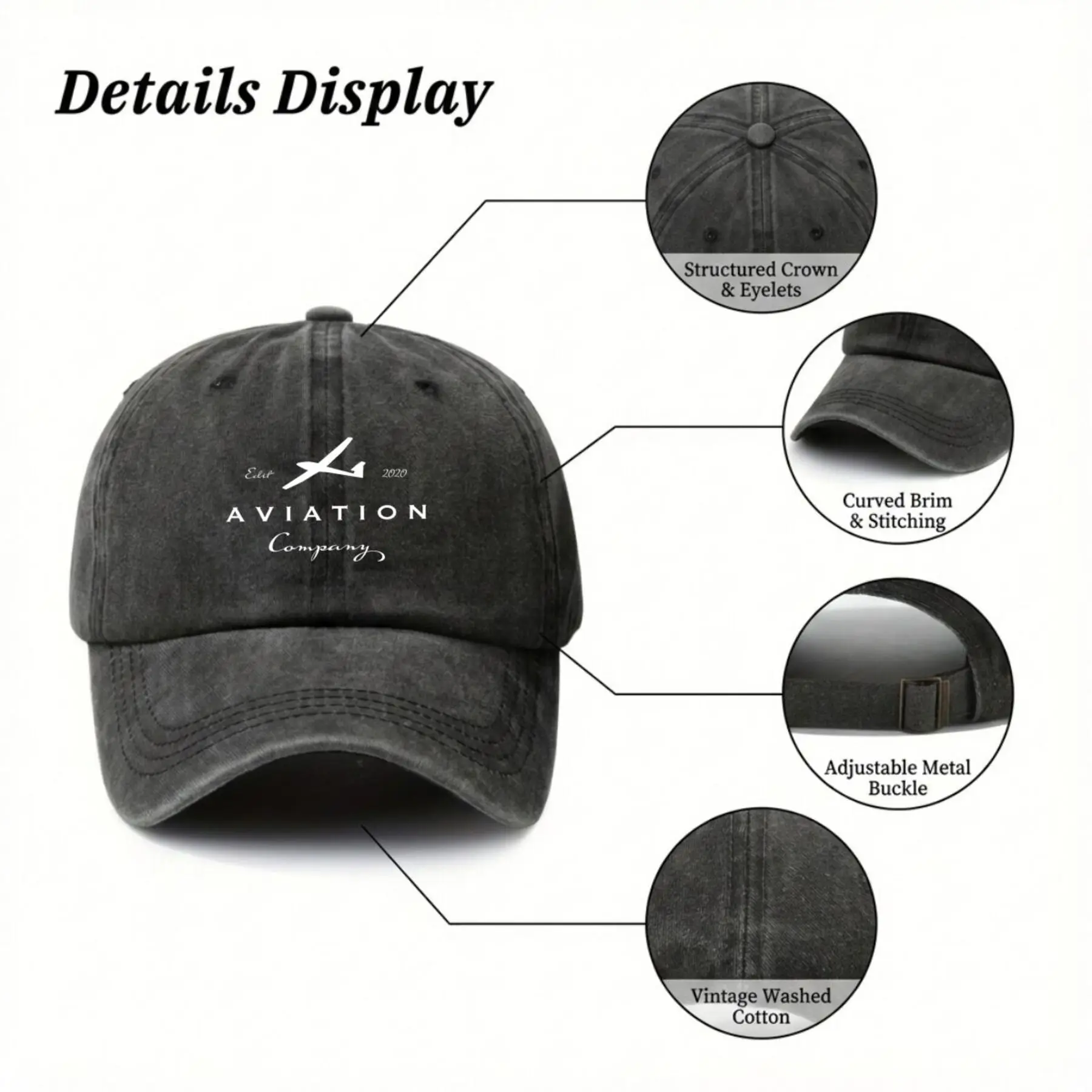 Esar Aviation Company Logo Trendy Dad Hat with Soft Top Design, Street Culture Baseball Cap, Lightweight Fabric, Breathable And