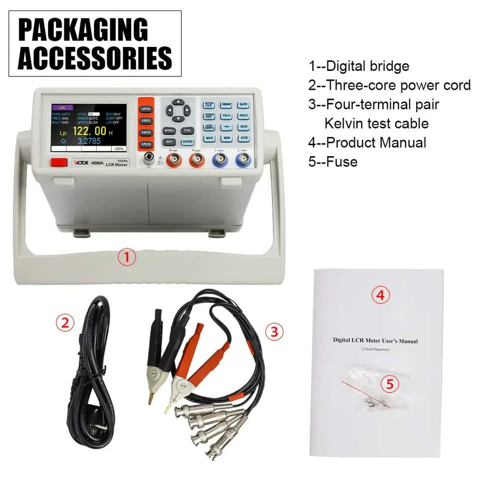 Victor 4091a 4091b 4091c Digitale Bank-Type Lcr Meter 10-10 Khz Kelvin Klem Rs232 Interface