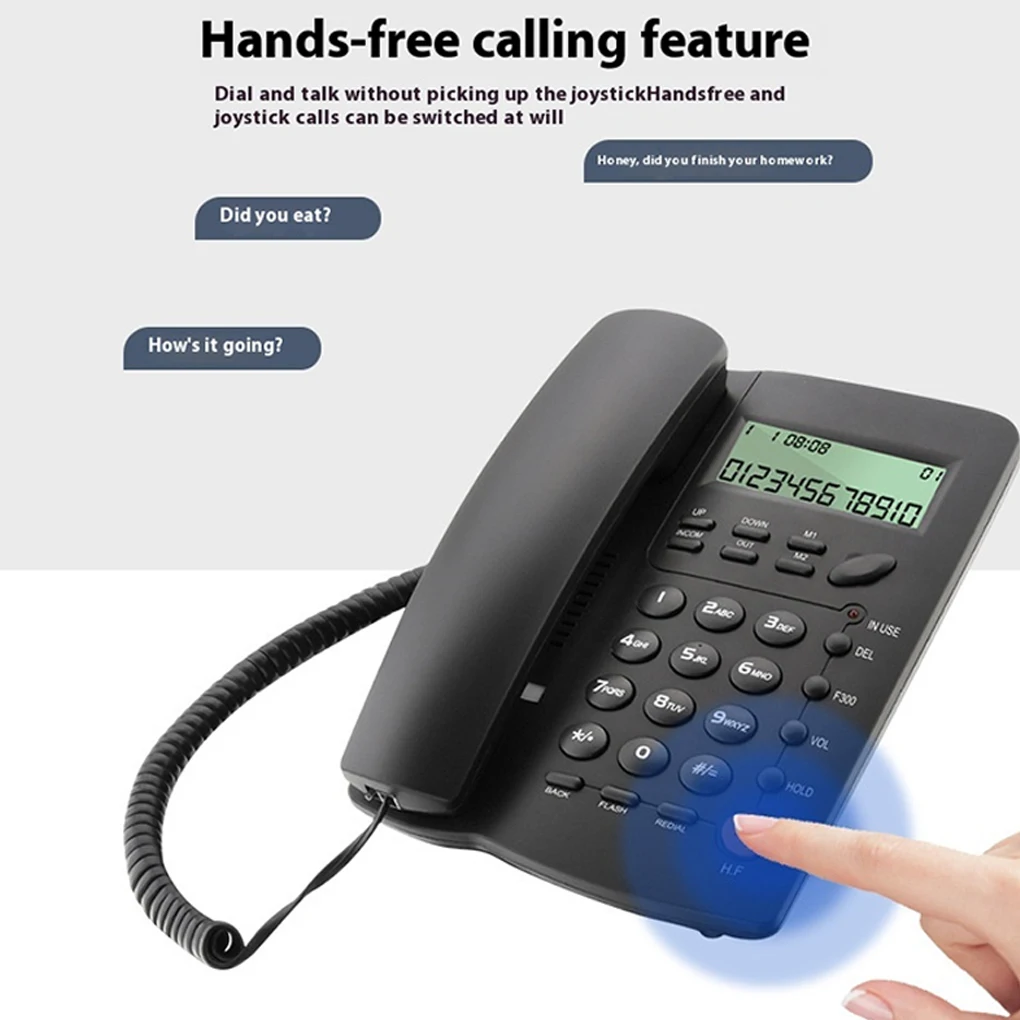 For Home Office Digital Corded Landline Phone One Click Dialing Hands-Free Feature Caller ID Quick Calling Intercom Phone