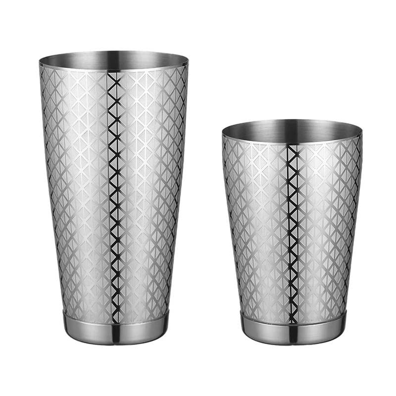 Stainless Steel Boston Shaker Bar Shaker with Different Surface Finish -2 Piece Cocktail Shaker, 15-Ounce and 25-Ounce
