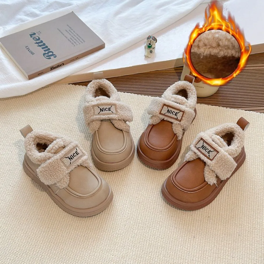 Children Cotton Shoes 2026 Winter New Fashion Girls Lightweight Plush Non Slip Comfortable Loafers Thicken Soft Sole Warm Shoes