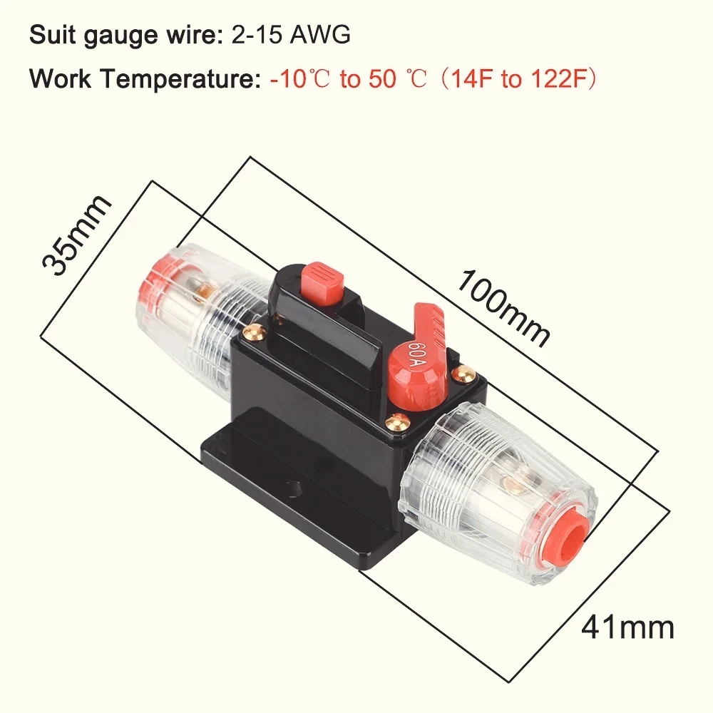 Disyuntor  fusible reiniciable, disyuntor  20a, 30A, 40a, 50A, 60a, 80a, 100A, 125A, 150A, 12V, 24V CC, para coche y camión