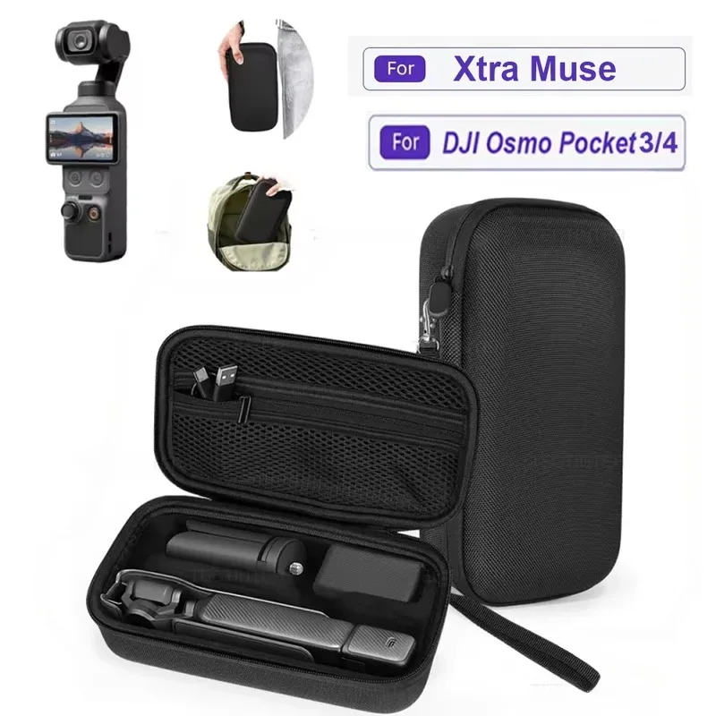 For DJI Osmo Pocket 3/4/Xtra Muse Hard Shell Carrying Case Shockproof Portable Storage Bag with Hand Strap Travel Accessories