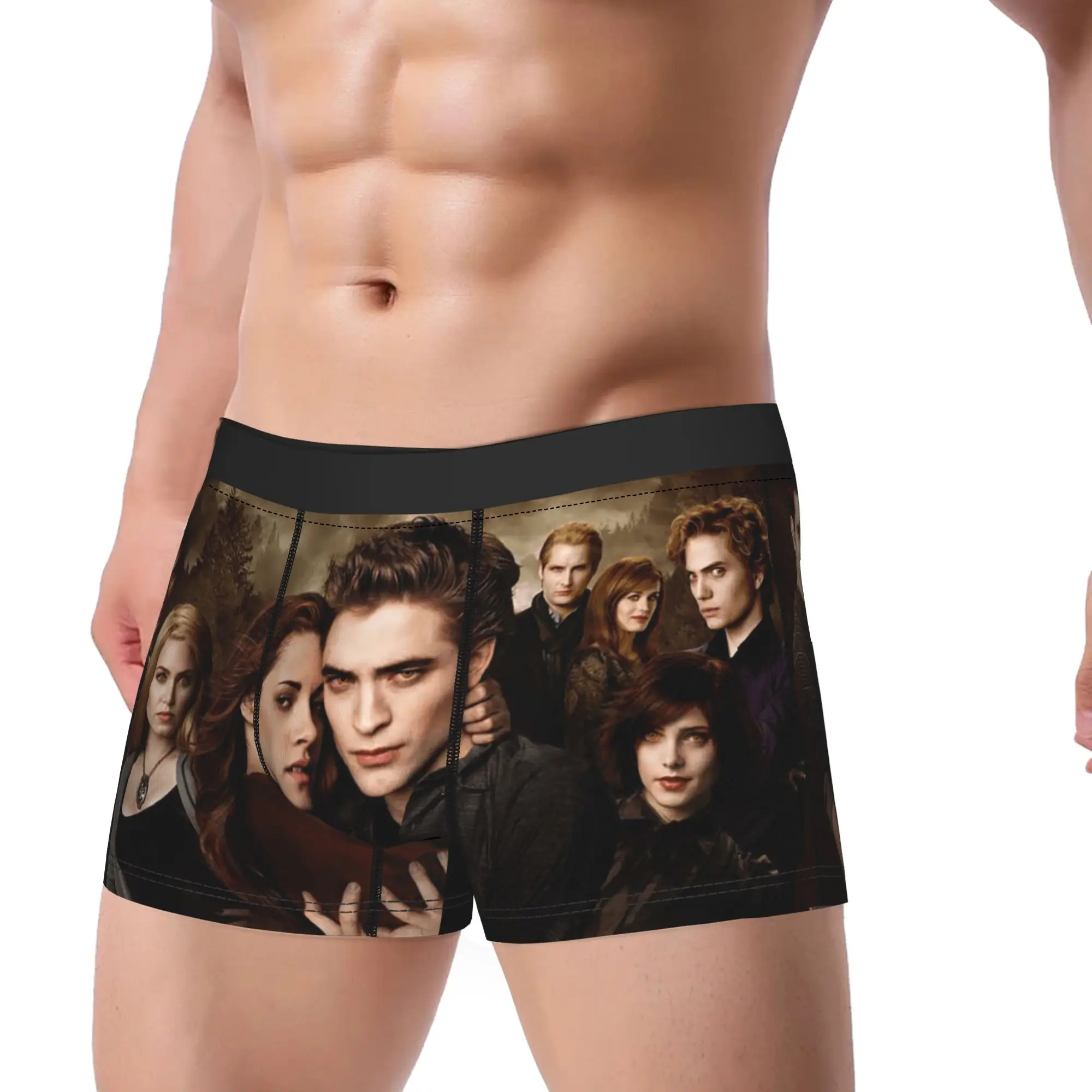 Men The Twilight Saga Vampire Underwear Movie Edward Bella Sexy Boxer Briefs Shorts Panties Male Mid Waist Underpants Plus Size