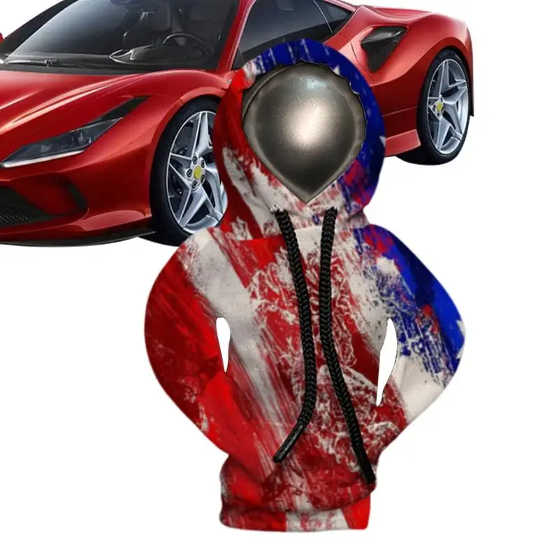 Gear Shift Hoodie Car Gear Lever Hooded Cover Patriotic Flag Design Gear Stick Cover For Car Funny Sweater Hoodie For Gearshift