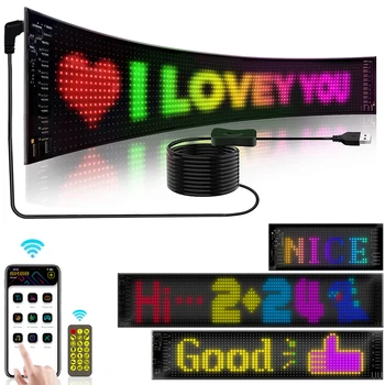 LED matrix pixel panel flexible RGB pattern Graffiti scrolling text animation display car shop reminder light Bluetooth APP USB