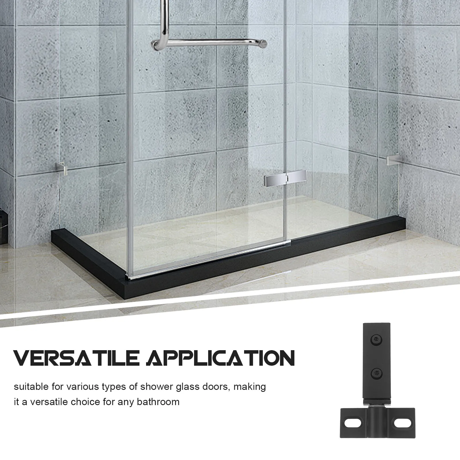 1Set Shower Door Pivot Hinge Stainless Steel Heavy Duty Dual Hole Rectangular Glass Bathroom Door Hardware Replacement