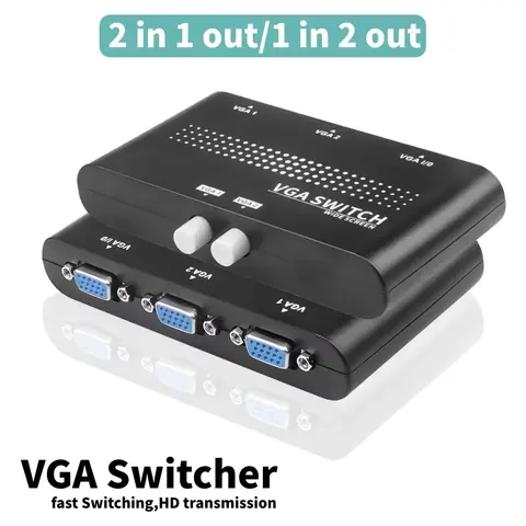 2 in 1 out 2 Ports VGA Switcher Splitter 2 Ways VGA Video Switch Adapter Converter Box for PC TV Laptop Monitor Accessories