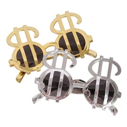 Gafas con signo de dólar dorado y plateado, decoración de fotomatón para cumpleaños, accesorios de fotografía para fiesta