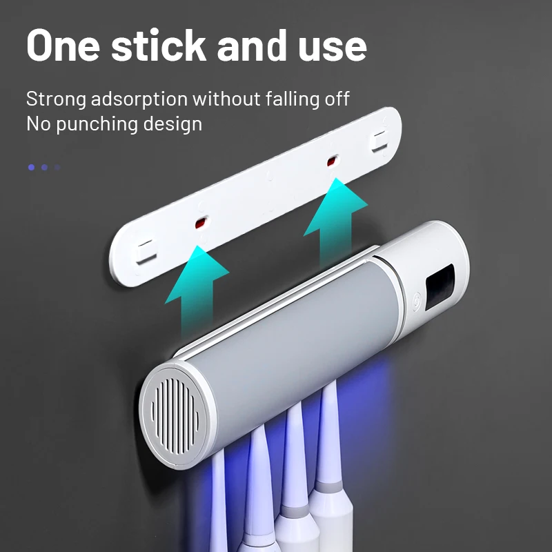 Smart Toothbrush Sterilizer Punch-Free Wall-Mounted Tooth Brush Holder Automatic Induction UV Sterilization Bathroom Accessories