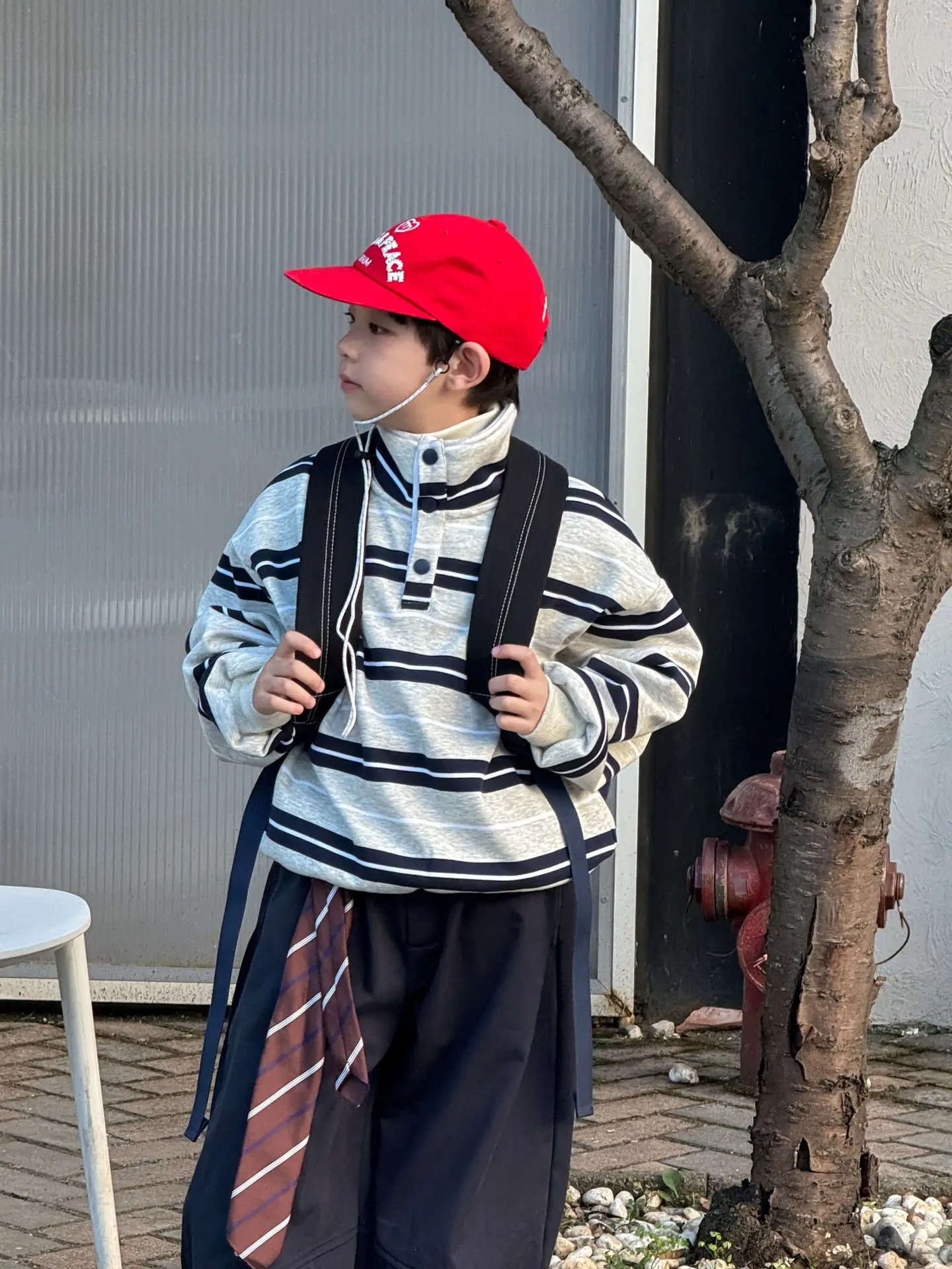 Boys Korean New Classic Striped Stand Collar Sweatshirt Kids Fall Winter Integrated Fleece Super Beautiful Outfit Top