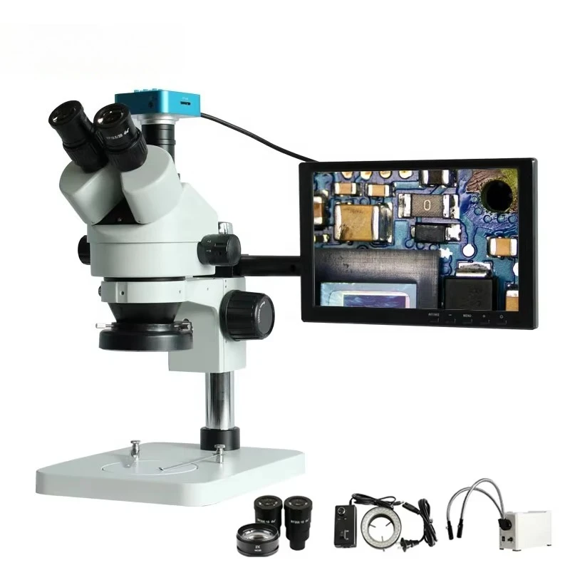 

10.1" 7X~45X Industrial Trinocular LCD Digital Stereo Microscope Industrial Electron Repairing Microscope With LED For PCB