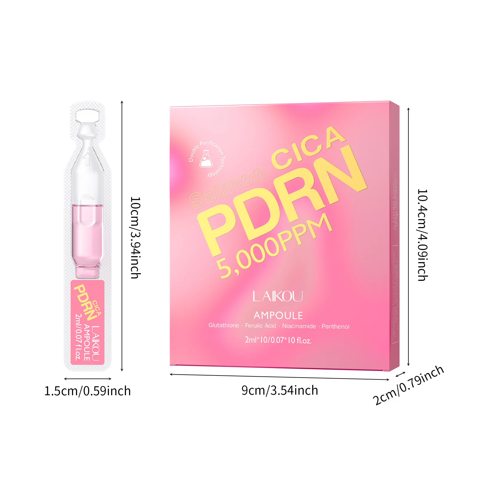 

PDRN Ampoule with Centella Asiatica LAIKOU 2ml*10 Vials Soothing For Sensitive Skin Relief Post-Sun Scar Repair Facia