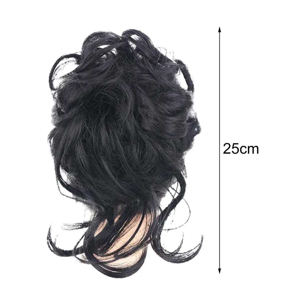 Perruque chignon bouclé synthétique pour femme, perruque à pince, aspect naturel moelleux, épingles à cheveux, noir, marron, chignon désordonné, cheveux bouclés, 25cm