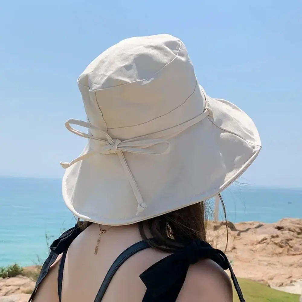 Solid Color Women Bucket Hat Summer Foldable Sunscreen Panama Fisherman Hat Outdoor Sun Hats Sun Prevent Hat Travel Beach Cap