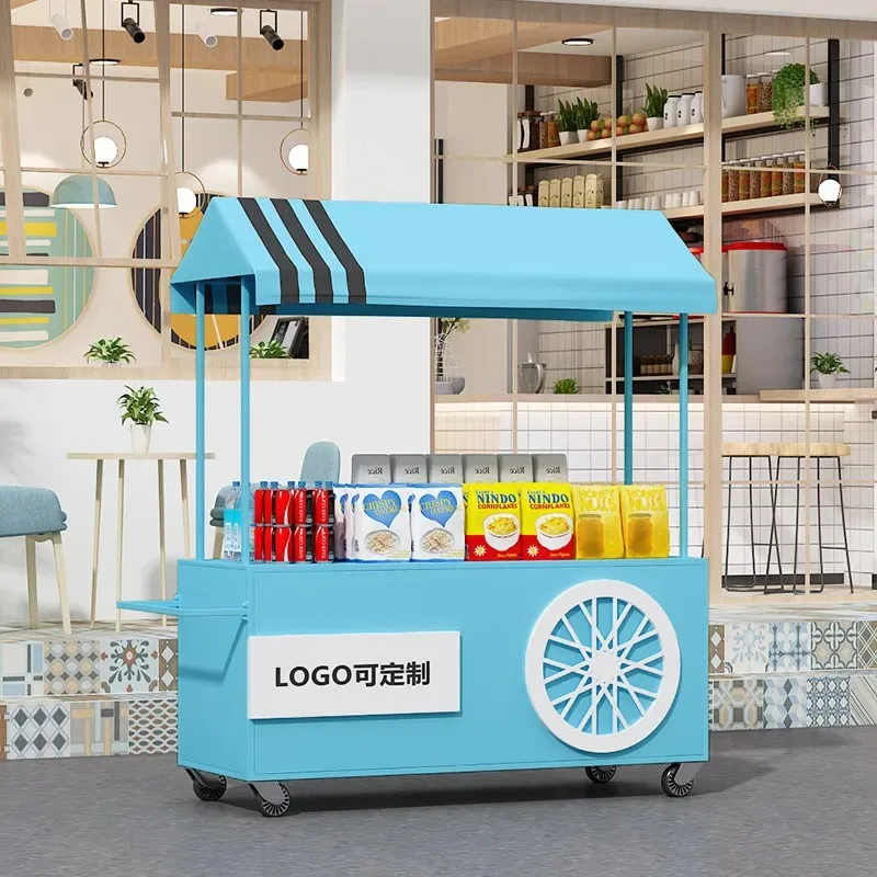 Wrought iron flower cart stall trolley snack cart night market mobile stall trolley outdoor display stand market stall