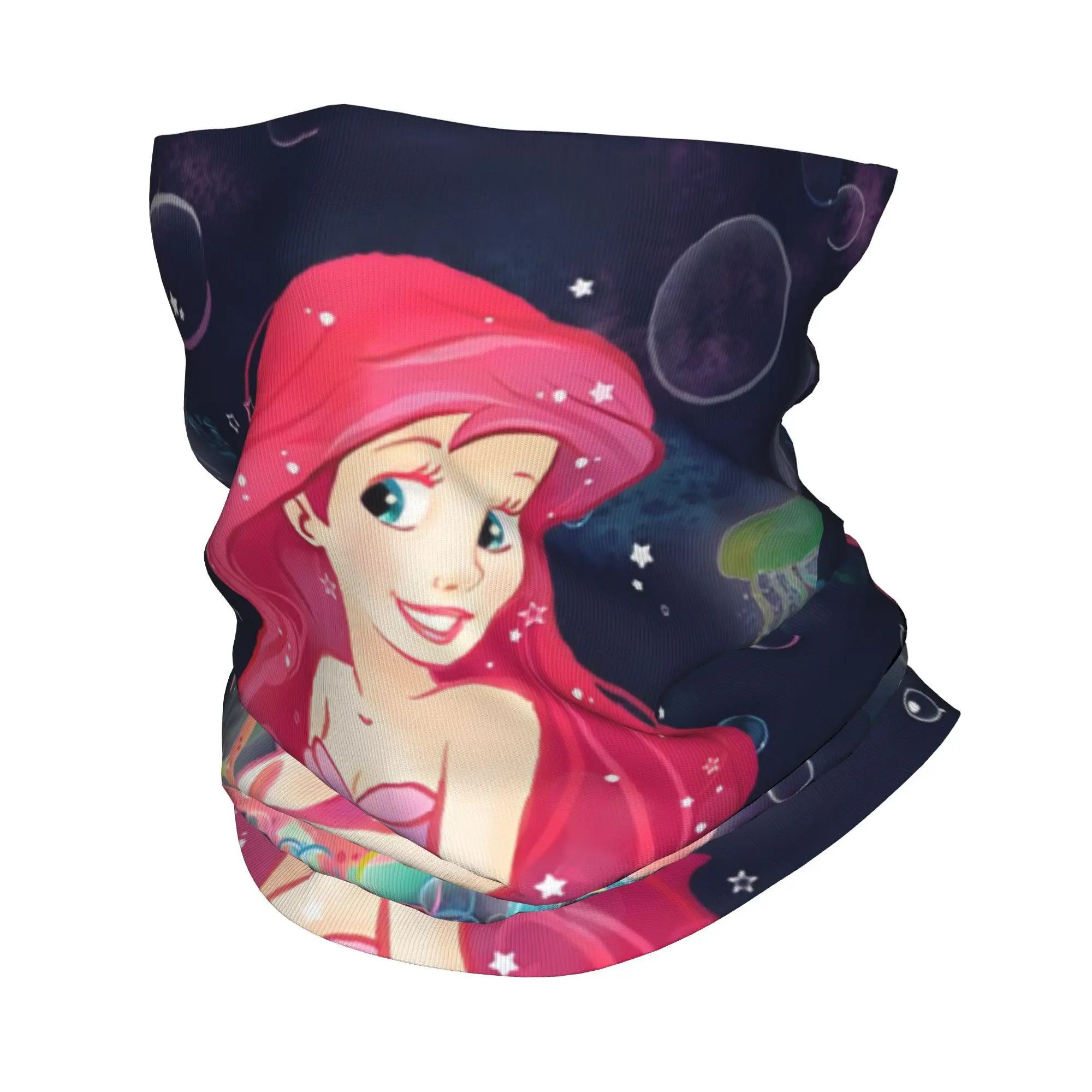 

Custom The Little Mermaid Neck Gaiter Men Women Windproof Winter Fashion Film Cartoon Bandana Scarf for Ski