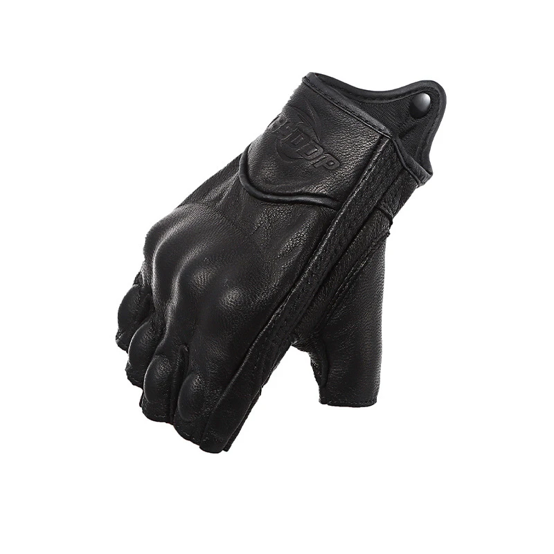 

Sheepskin Motorcycle Gloves for Men And Women Breathable Durable Half Finger Gloves for Electric Bike Riding Comfortable Summer