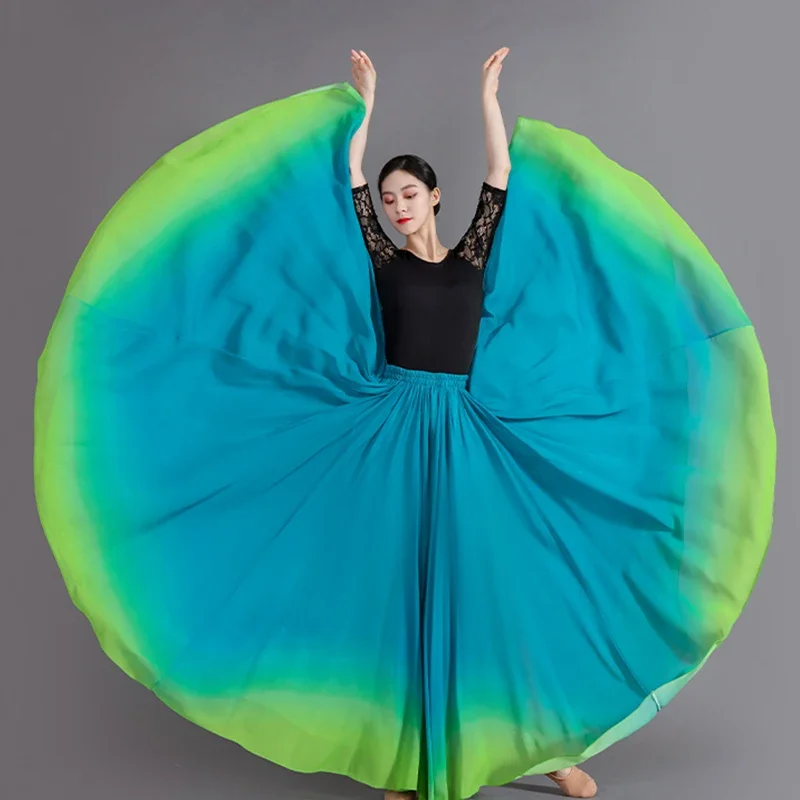 Fließender Langer Flamenco-Farbverlauf Bauchtanzrock für Damen 720-Grad-Sonnenschürze Spanisches Klassisches Tänzerkostüm 2026 – Detail 5