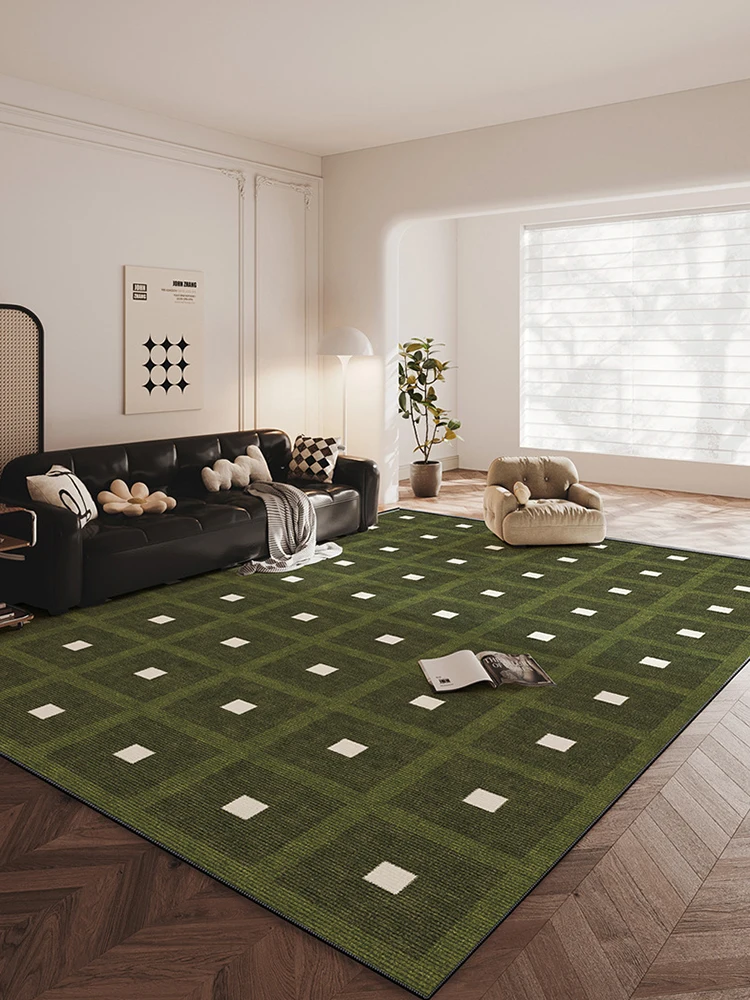 Army Green Retro Carpet Simple Geometric Home Large Rug Cloakroom Bedside American Floor Mats Non-slip Dirt-resistant Bedroom