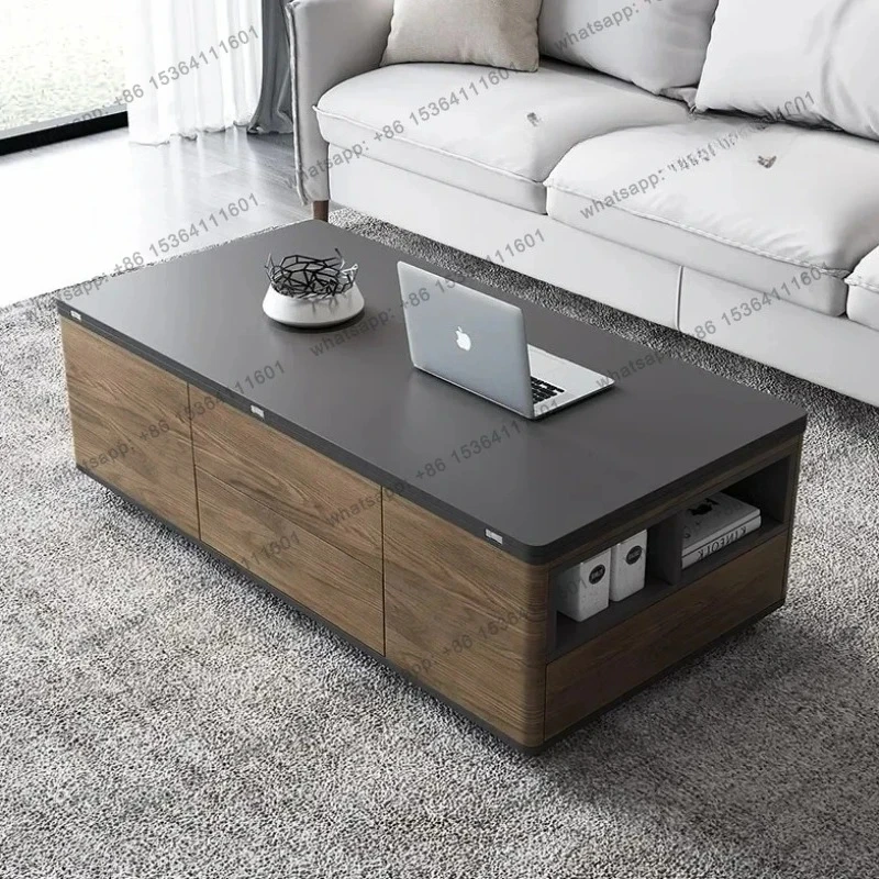 

Nordic Drawers Modern Coffee Table Wood Multifunction Simple Black Coffee Table Minimalist Design Mesa Auxiliar Home Furniture
