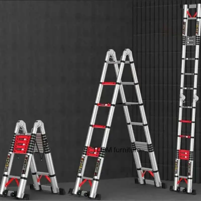 Multifunctional Lifting Step Ladders Home Herringbone Telescopic Ladder Aluminum Alloy Portable Engineering Folding Ladders A