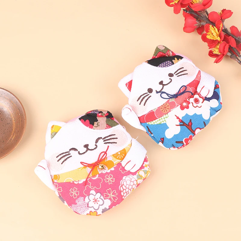 1pc Cute Lucky Cat Cloth Cat-Shaped Coin Purse Key Case Lovely Pocket Cloth Handbag Storage Bag Earphone Bag Coin Bag