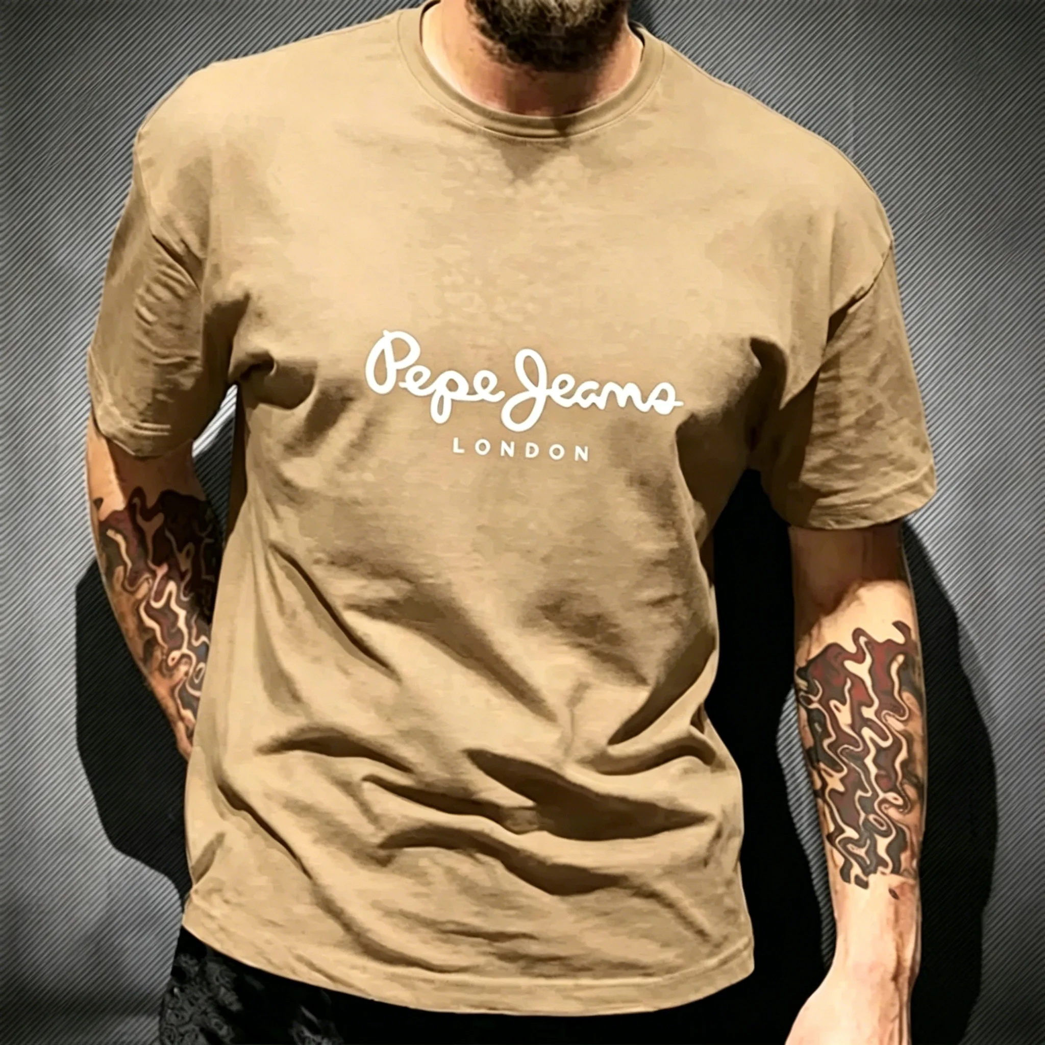 Pepe Jeans London Grafik-T-Shirt für Herren, Schwarz, lässig, Rundhalsausschnitt, kurze Ärmel, Streetwear, Baumwolle, Alltags-Top – Detail 15