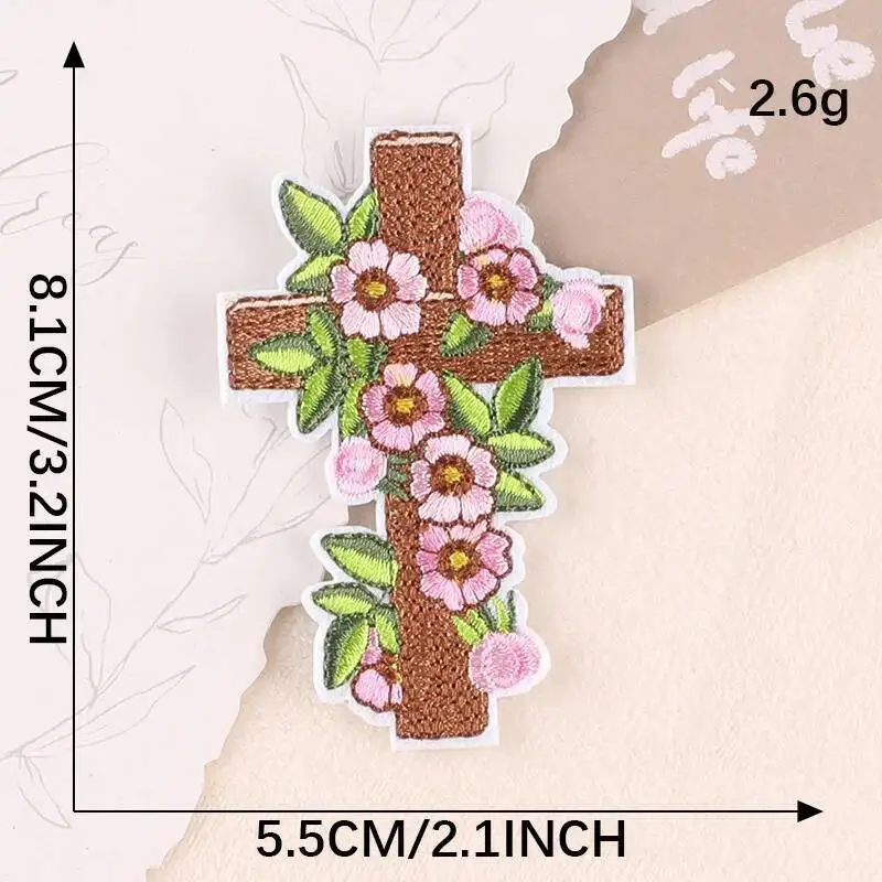 1PCS/lot New Embroidered Religious Patches Bible Book Praying Hands Cross Embroidery Iron on Patches Appliques For Clothing