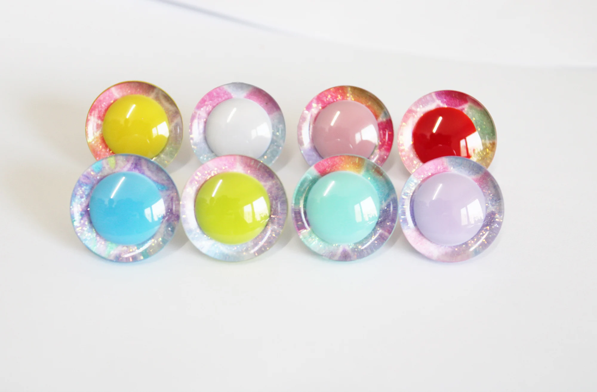 20pcs/lot  mix rainbow gliter Emerald doll pupil 25mm 3D clear glitter toy eyes with  hard washer