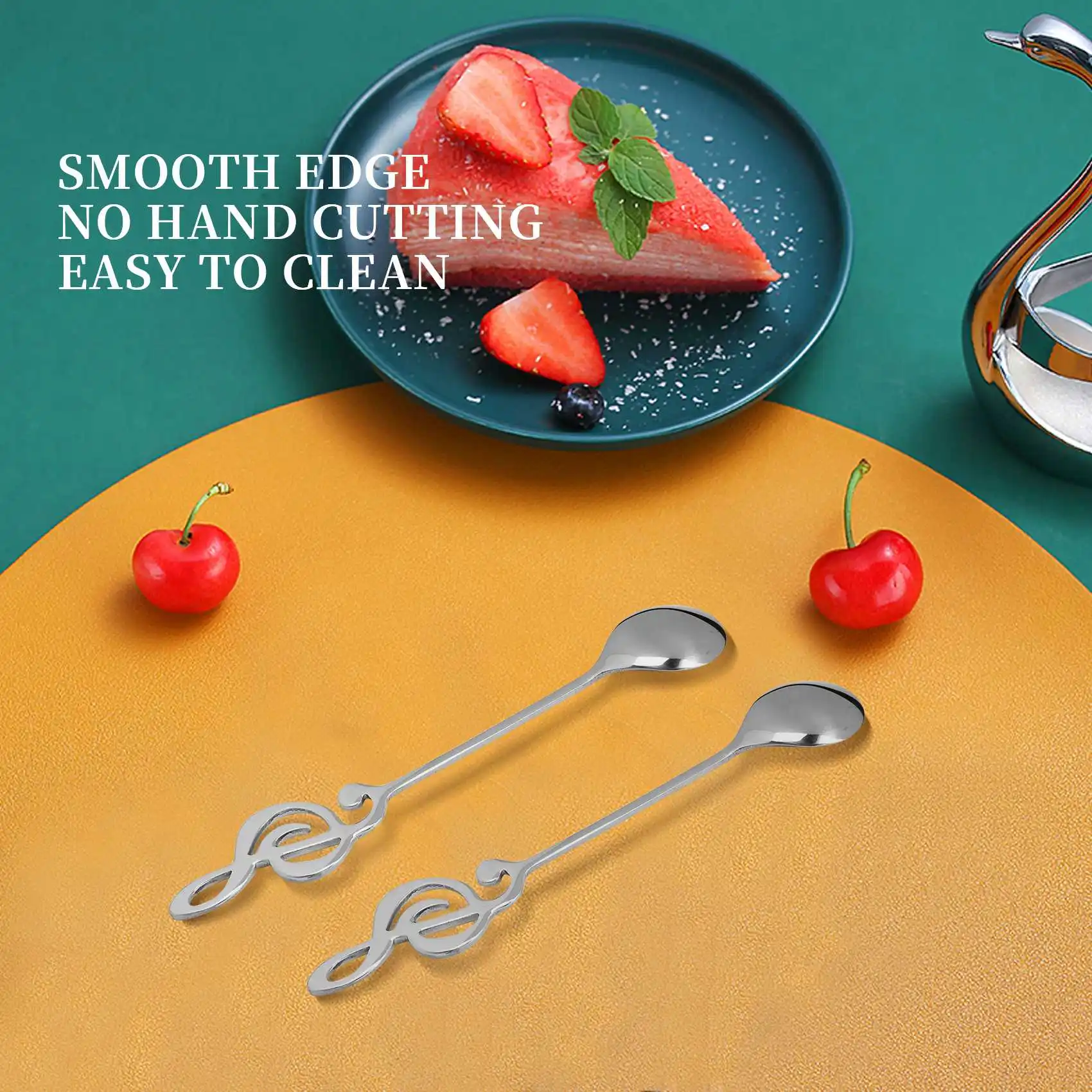 AA05 6 Pack Cute Teaspoons Stainless Steel Musical Notation Shaped Coffee Spoons Dessert Cake Ice Cream Sugar Spoon view 4