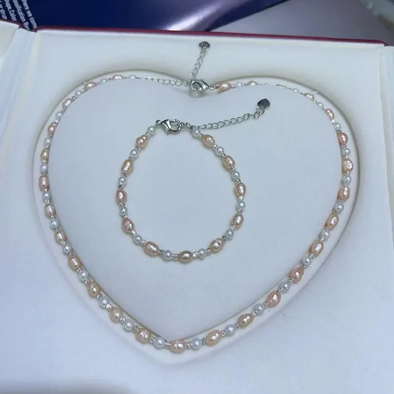 

Летний прозрачный комплект 3-4 ➕ 4-5 мм сильный светлый натуральный пресноводный белый с розовым жемчугом